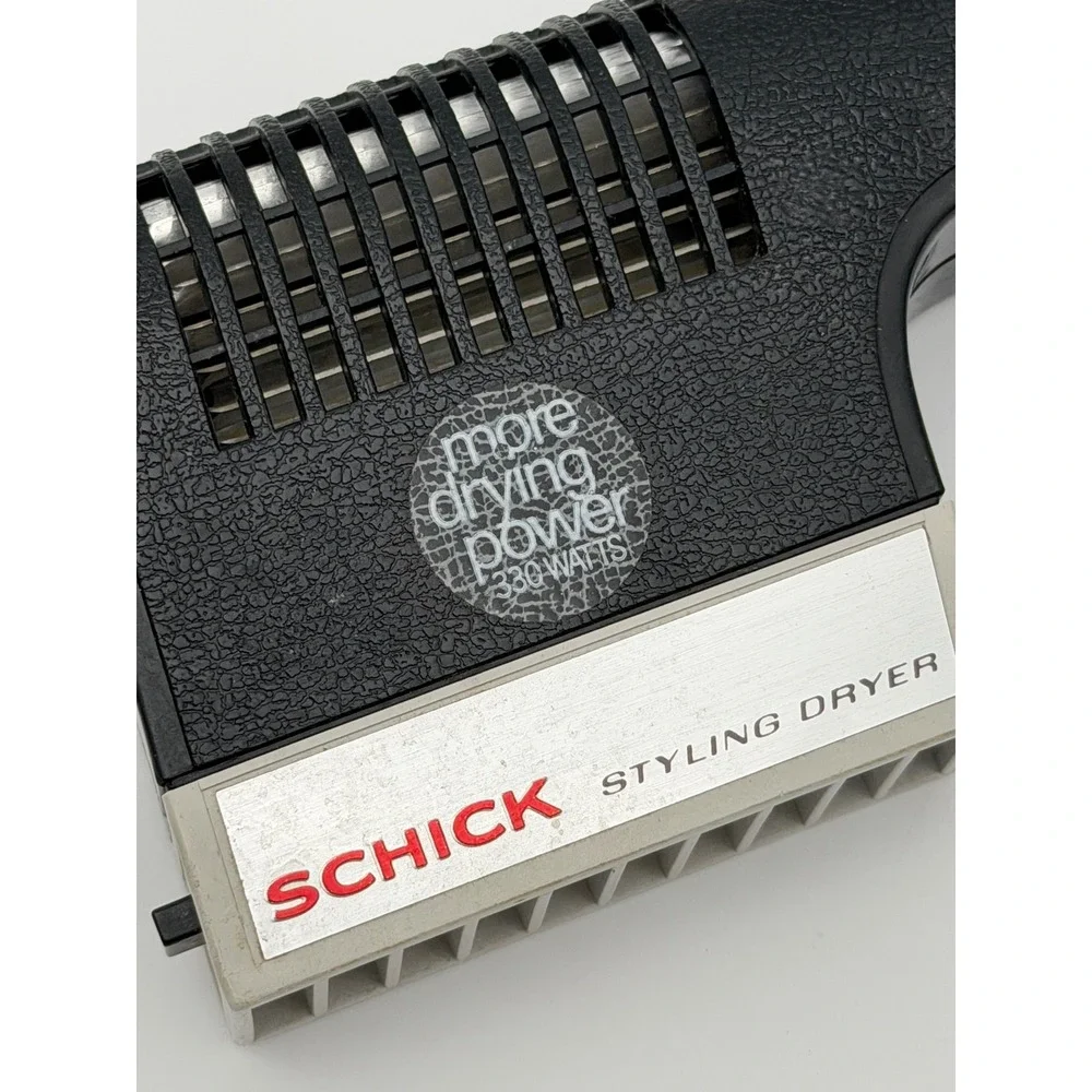 Vintage Schick Styling Hair Dryer Model 336 Black Silver 330W Made‎ in USA MCM