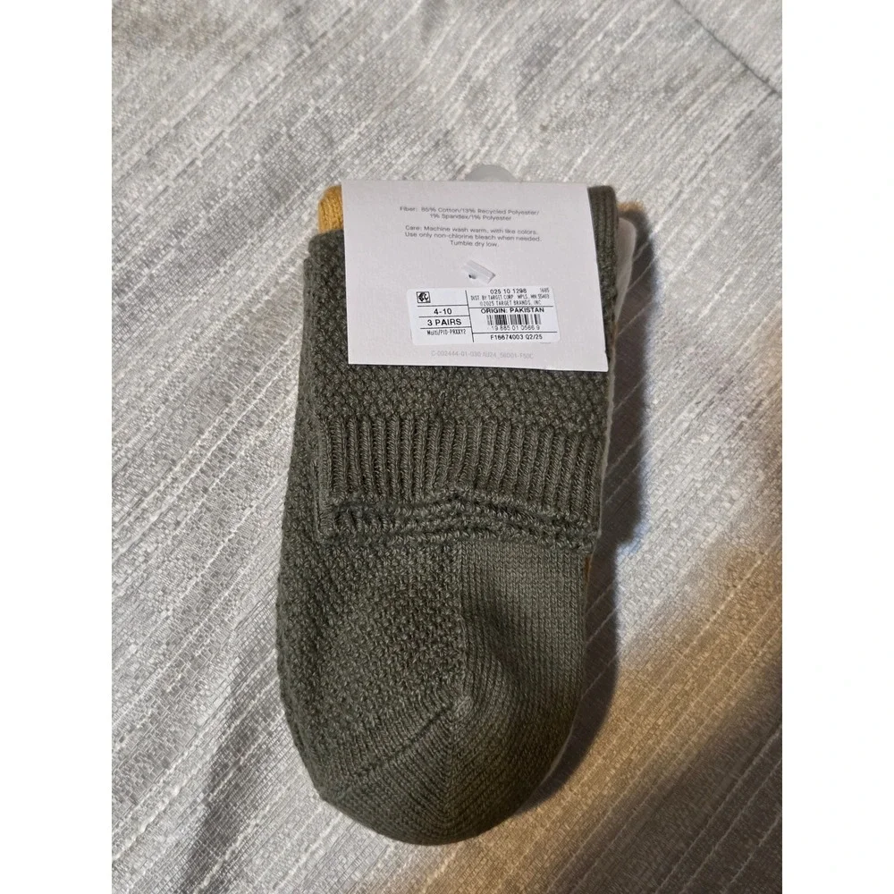 Auden Womens Ankle Socks 3 Pairs Cotton Blend Textured Knit Size 4-10