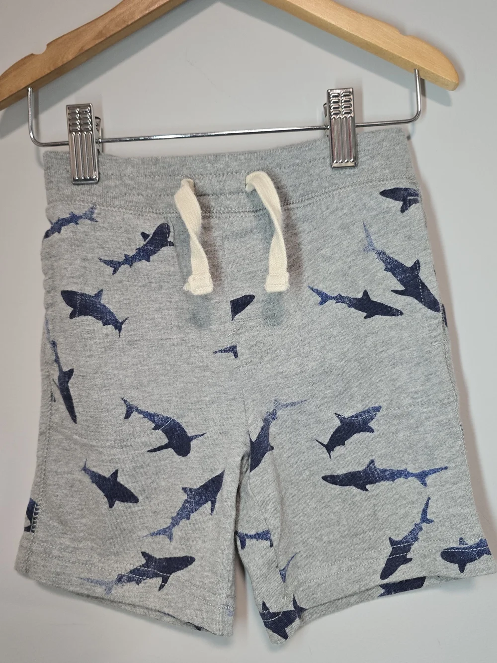 GAP Gray Cotton Shorts with Navy Shark Print. Super Soft Heavy Cotton.