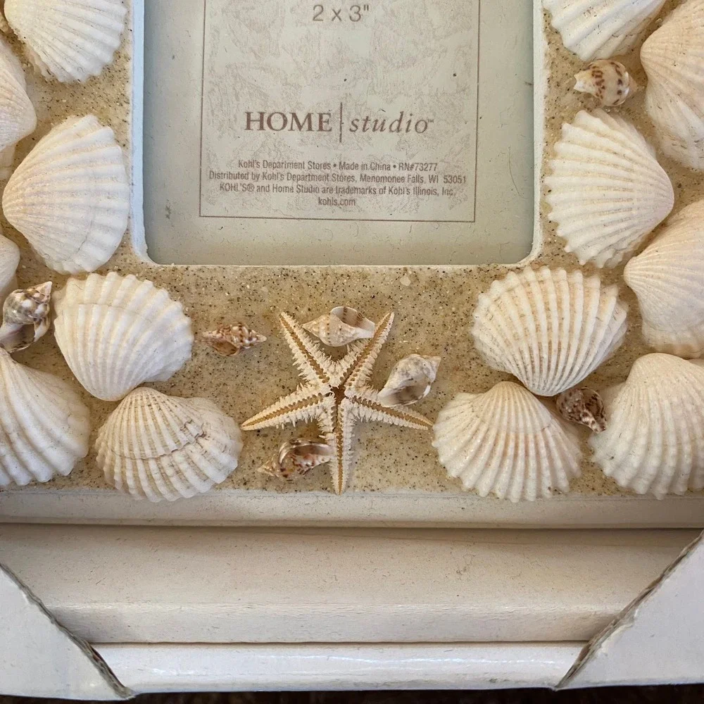 NIB Home‎ Studio Shoreline Collection 2”x3” Beachy Seashells Mini Photo Frame