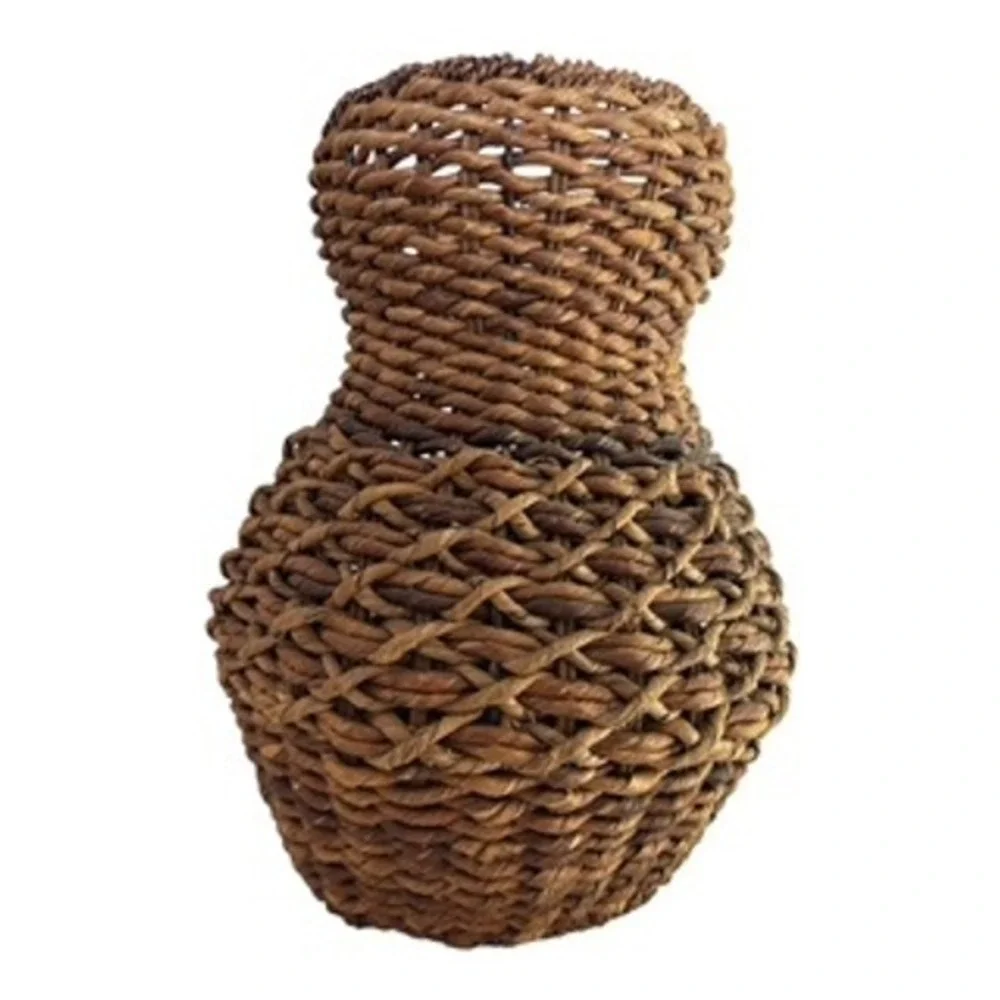 Vintage Woven Seagrass Basket Vase Rustic Natural Fiber Decorative Boho Urn 10in