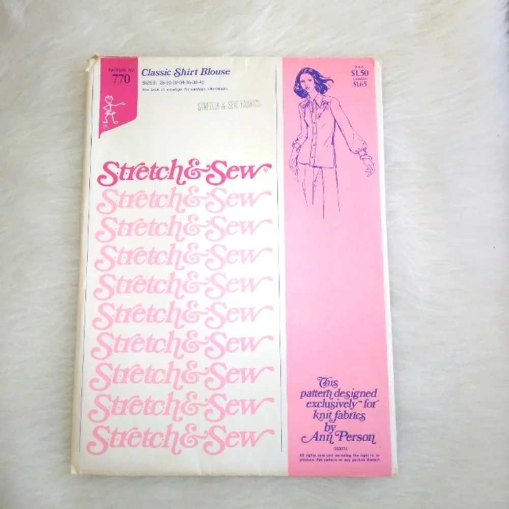 STRETCH & SEW 770 Classic Shirt Blouse Bust 28-30-32-34-36-38-40, UNCUT …