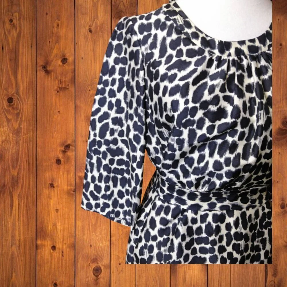 Kate Spade Size 8 Dorothy Silk Leopard Print Cutout Back Belted Dress Classic
