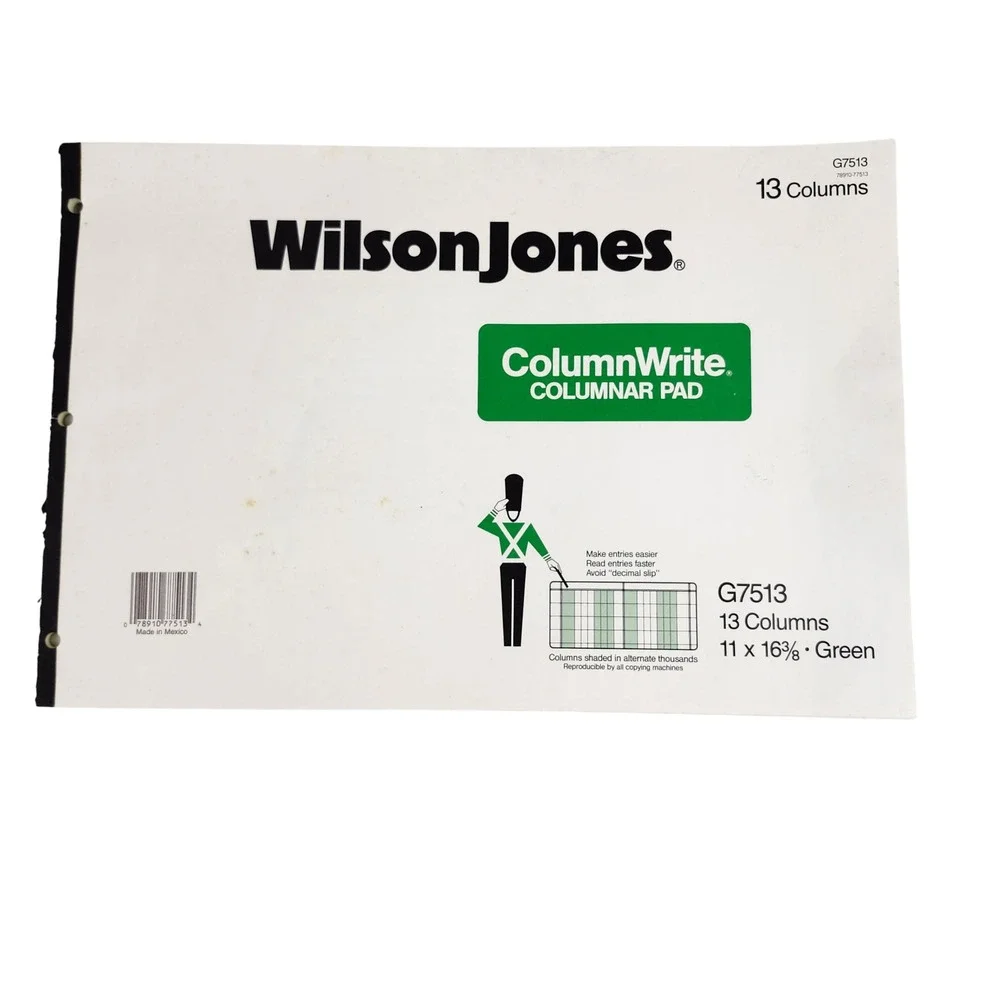 Wilson Jones ColumnWrite Columnar Pad G7513 11x16.375 Green 13 Columns Unused