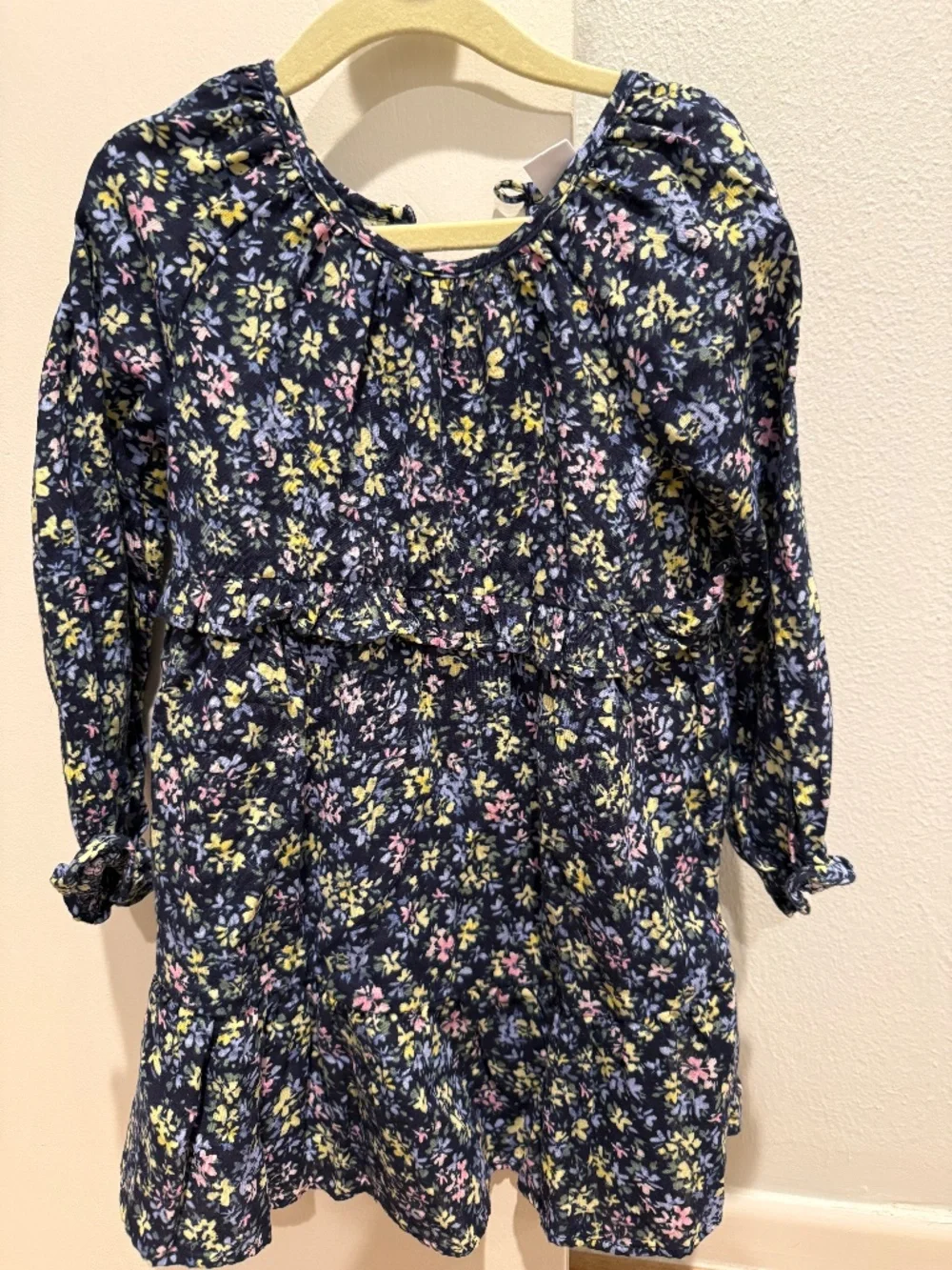 Gap Kids Girls Blue Floral Long Sleeved Ruffle Dress Size 4T NWOT