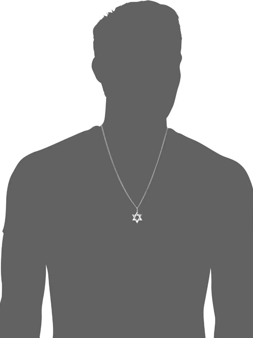 Sterling Silver Star of David Pendant Necklace with 24