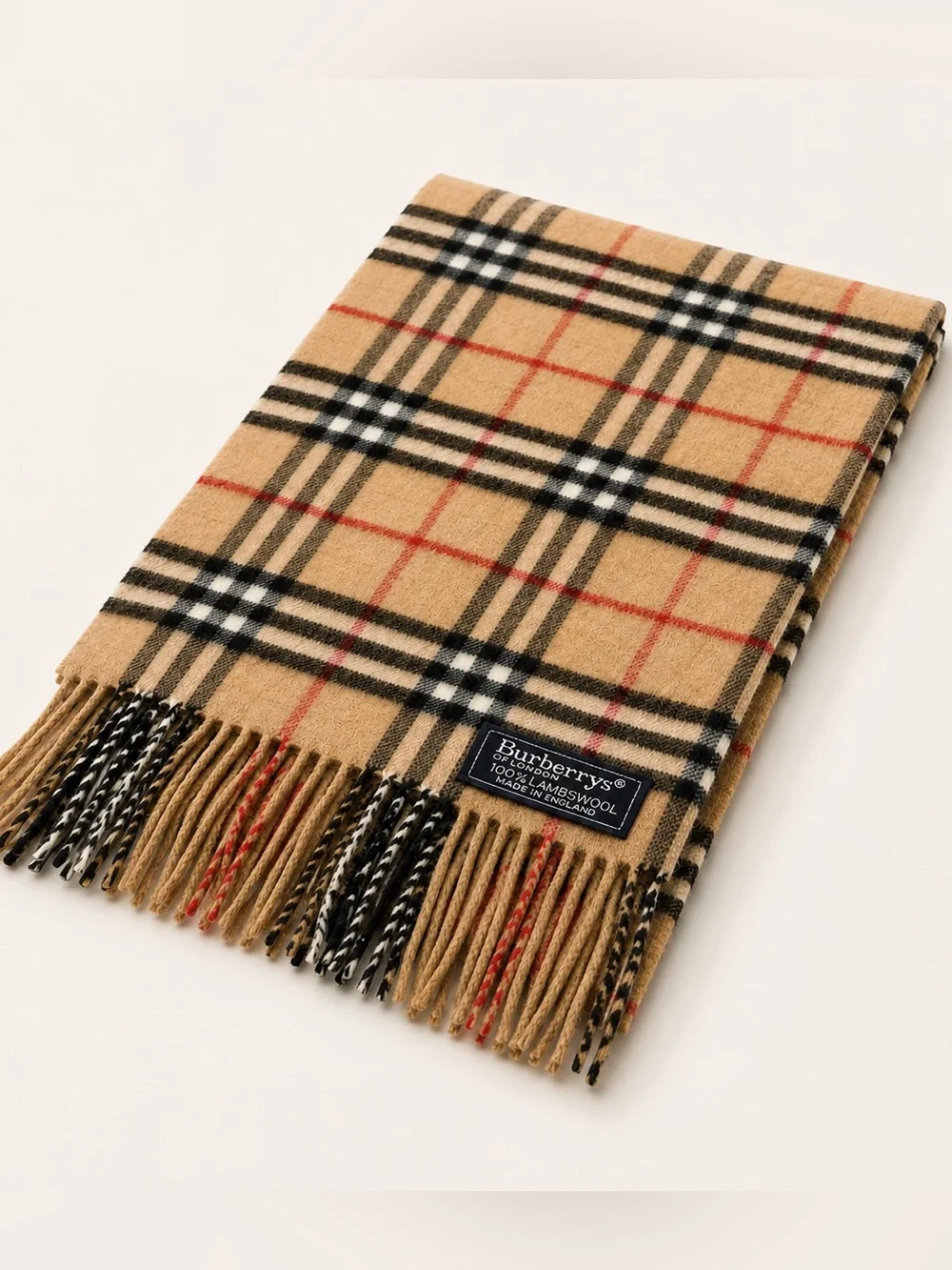 Burberry Camel Vintage Nova Check Wool Scarf