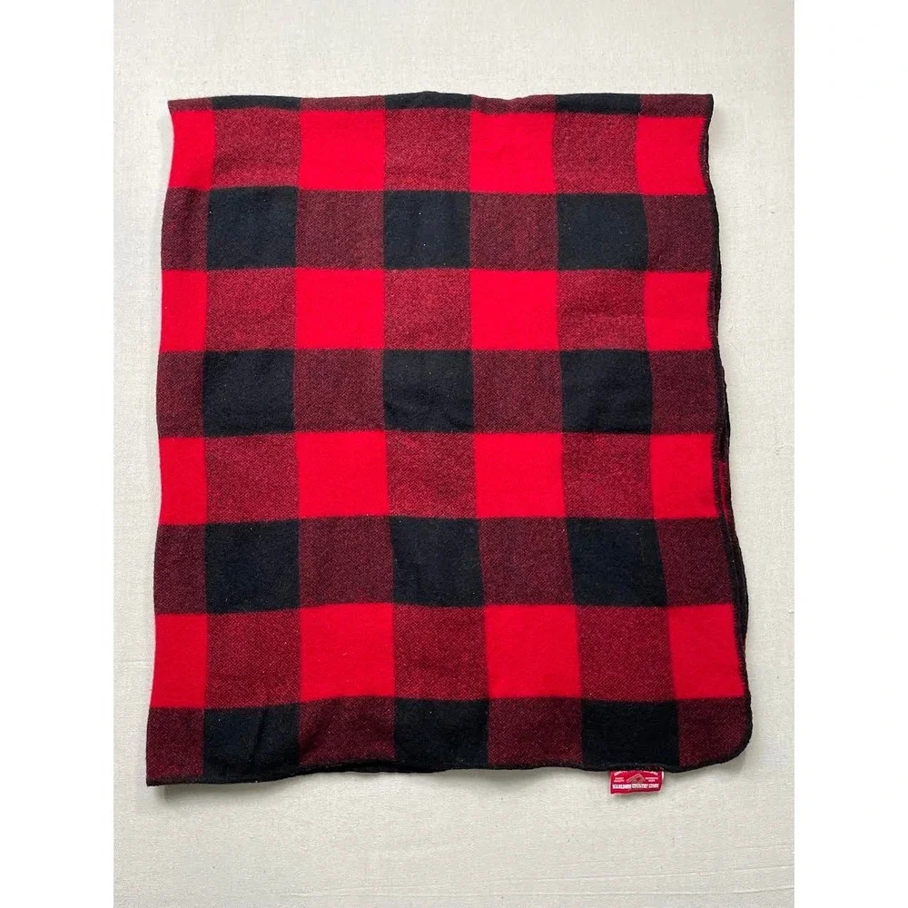 Marlboro Country Store Throw Blanket Red Black Buffalo Plaid Wool Cabin Decor