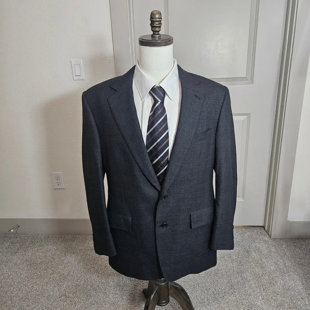 Brooks‎ Brothers Makers Brooksease Blazer Mens 41R Charcoal Worsted Wool USA