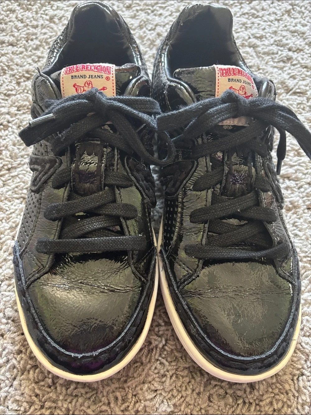True Religion Black Patent Leather Sneakers