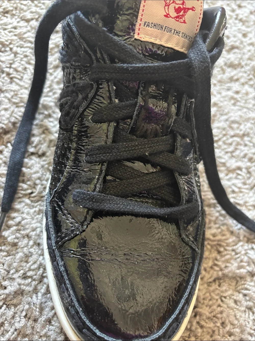 True Religion Black Patent Leather Sneakers