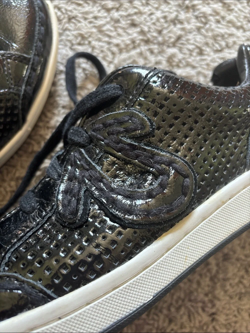 True Religion Black Patent Leather Sneakers