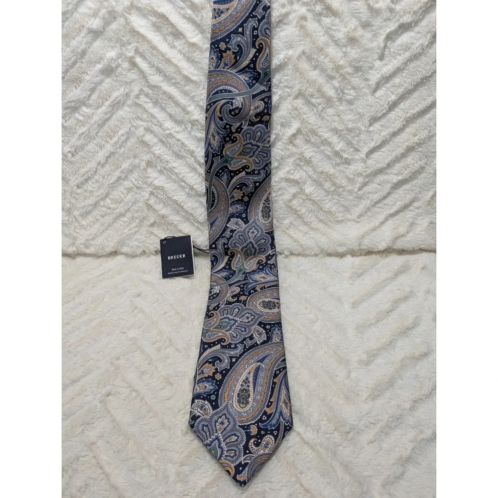 BREUER Current  BLue Paisley Silk Tie Hand Made In Italy brand new NWT‎