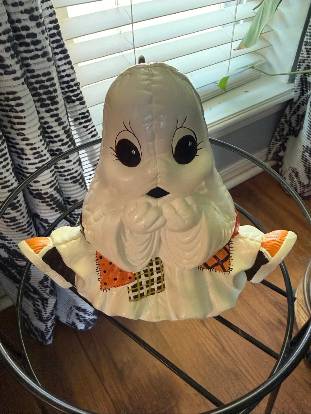 Vintage 1986 Ceramic Patchwork Ghost Figurine