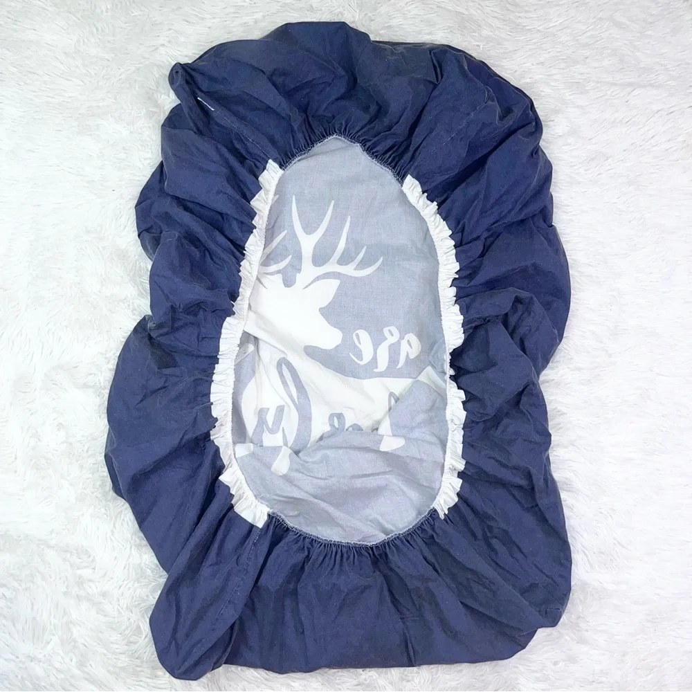 Handmade Baby Crib Fitted Sheet Blue White Deerly Loved