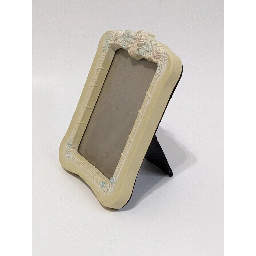Vintage Burnes Floral Photo Frame Small Portrait Dainty Feminine Pastel Tabletop