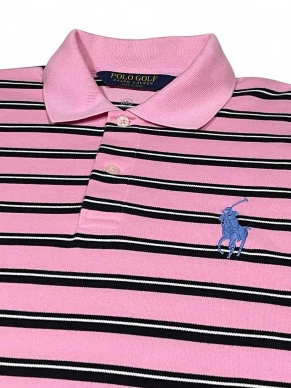 NWOT Polo Golf Ralph Lauren BIG Pony Pro Fit Pink Stripe Polo Shirt Men’s Size S