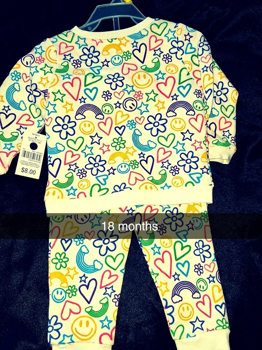 Toddler Two-Piece Pajama Set - Multicolor Smiley & Hearts Print