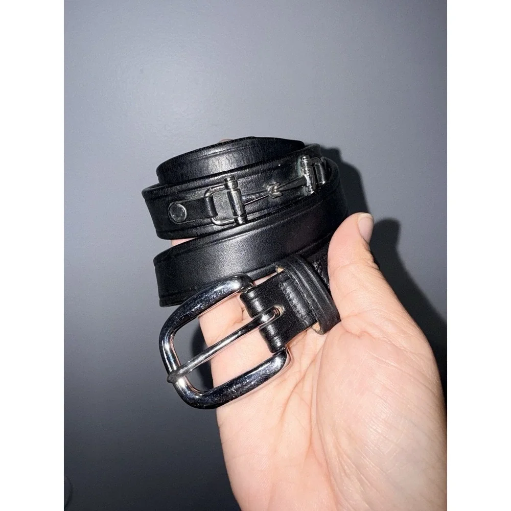 Equestrian Tory English Bridle Leather Bit Belt - Size 30 -‎ Black Silver