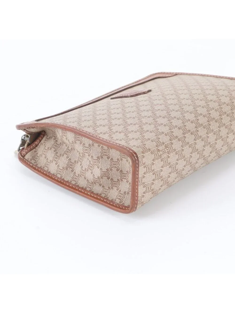 Celine Macadam Leather Clutch Pouch Brown