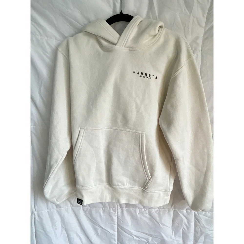 ROVE Mammoth Mountain Hoodie Cream Graphic Pullover Sweatshirt Size‎ Youth M