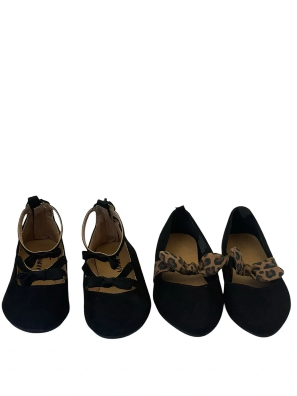 Old Navy Toddler‎ Girls' 2 Pairs Black Flats Slip-On Shoes Casual Style, Size 7