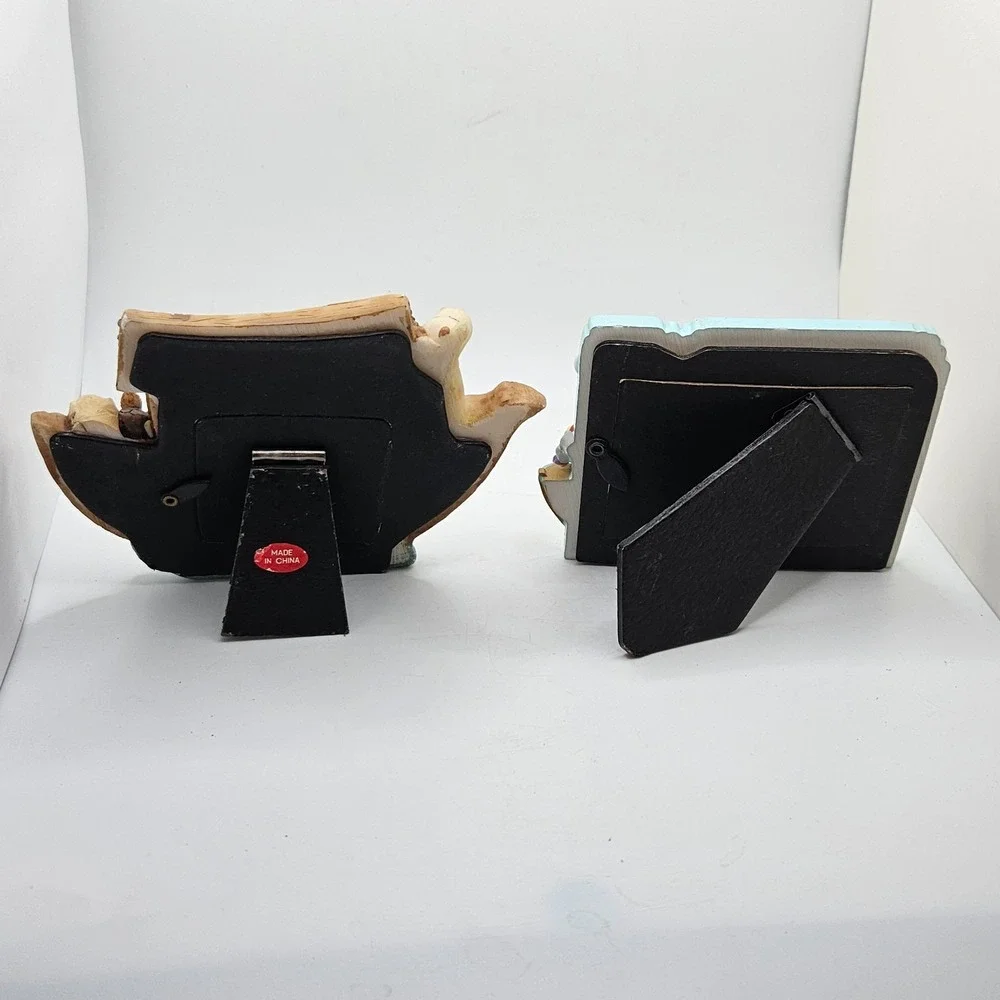 Lot of 2‎ Noah's Ark Resin Photo Frames Nursery Decor Animal Picture Frames