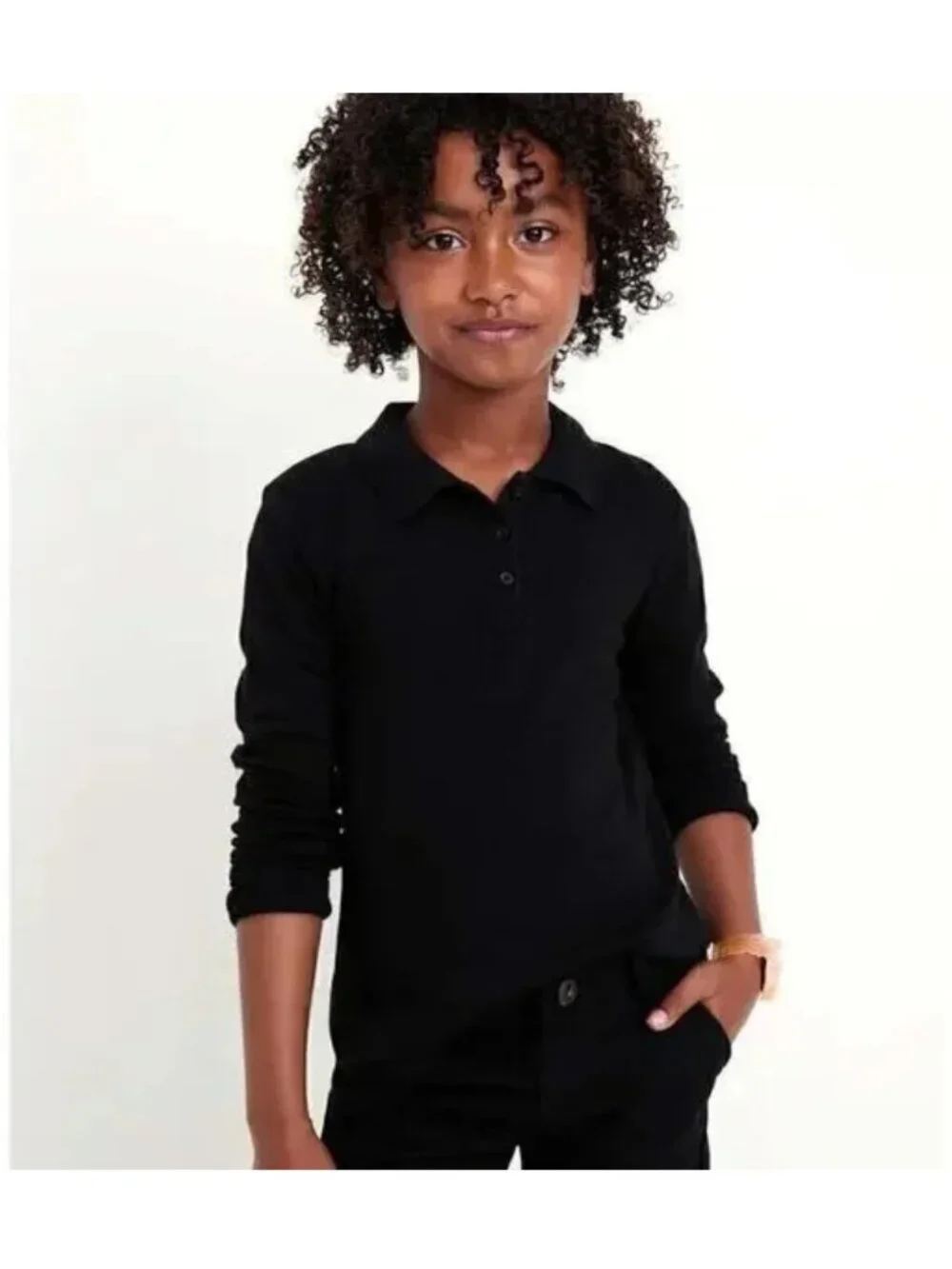 Old Navy Girls Black Uniform Polo Long Sleeve XL 14 NWT