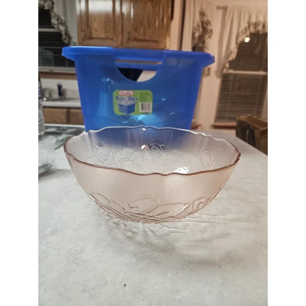 Arcoroc France Rose‎ Pink Glass Serving Salad Bowl Rosaline 9