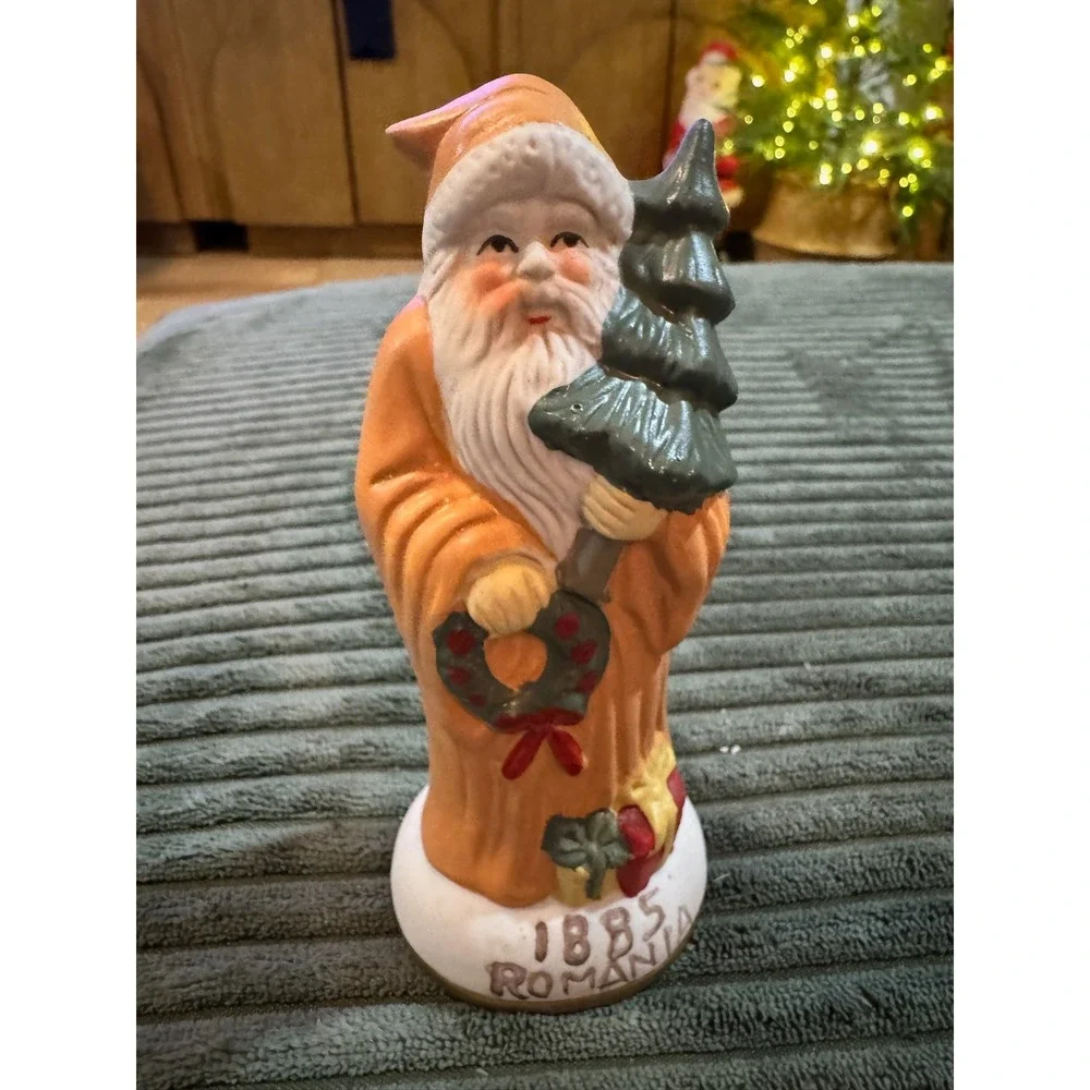 Vintage Santa Claus Figurine‎ 1885 Romania Ceramic Christmas Tree Wreath Gifts
