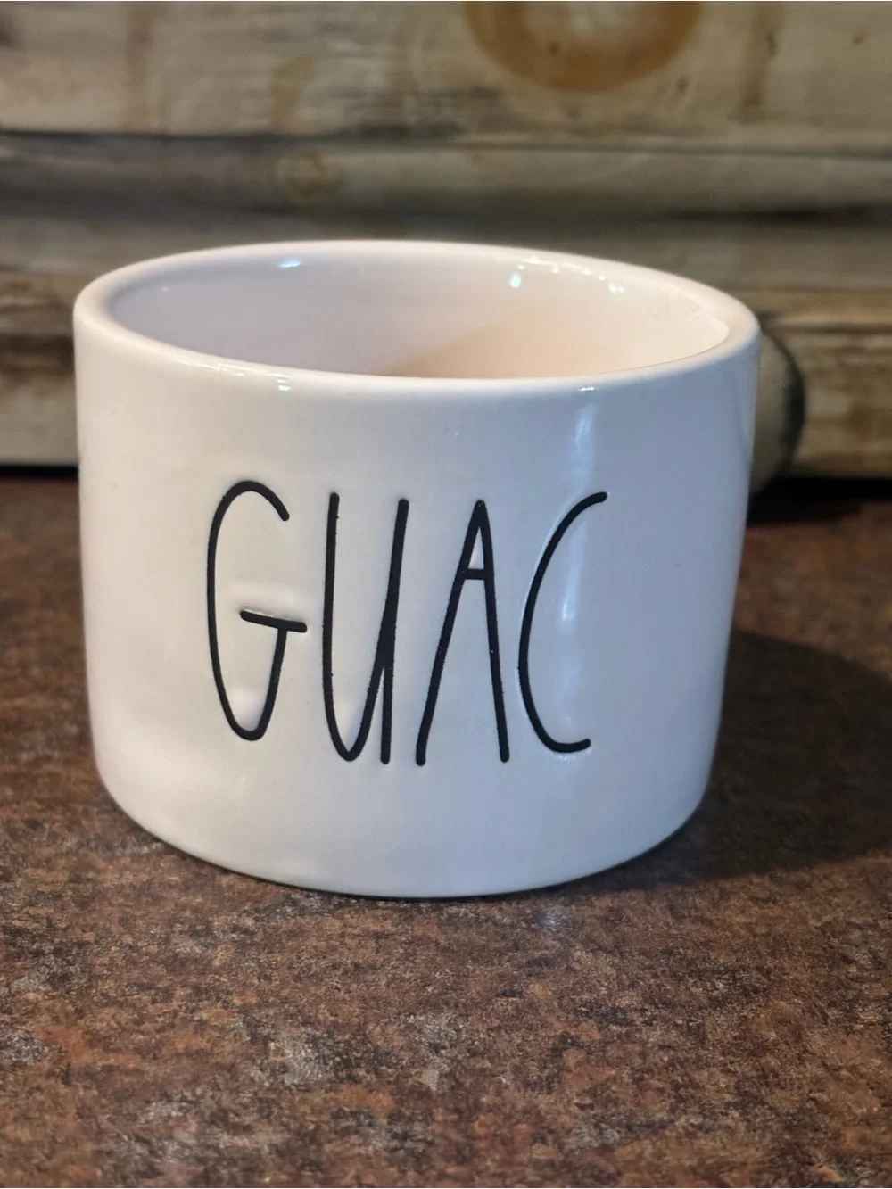 Rae Dunn White Ceramic GUAC Serving Bowl with Black Lettering