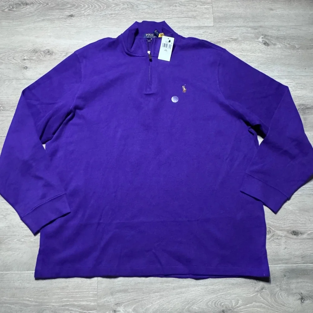 Polo Ralph Lauren Estate Rib Mens XXL Purple Quarter Zip Pullover XXlarge NWT