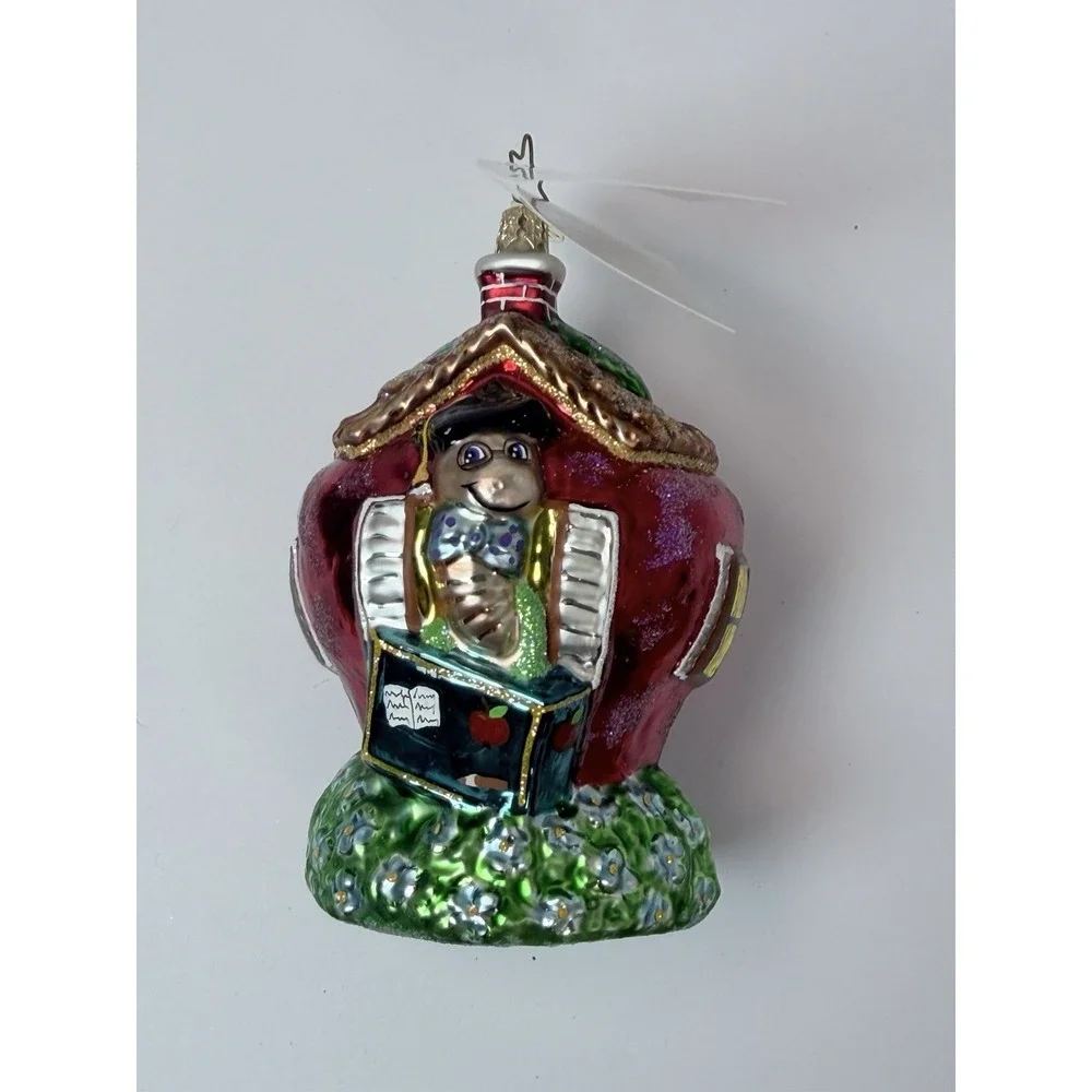 Christopher Radko Core of‎ Knowledge Ornament Apple School Christmas Blown Glass