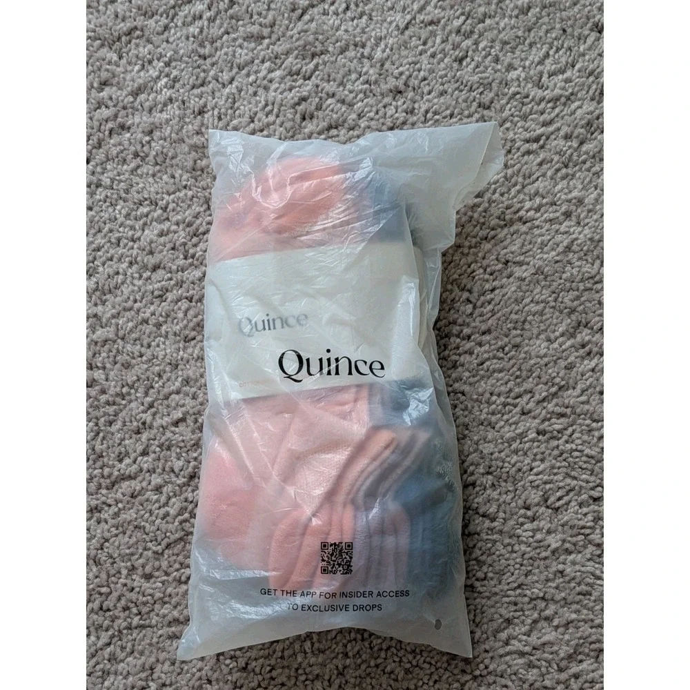 Quince Everyday Cotton Colorblock Marl Ankle Socks 4-pack Medium Pink/Blue NWT