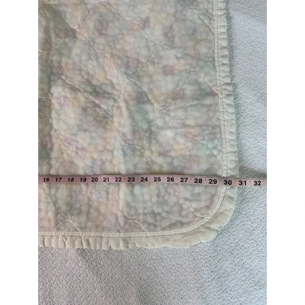 Vintage Patchwork Print Baby Quilt Multi Color Floral 42x31 Cottagecore 70s