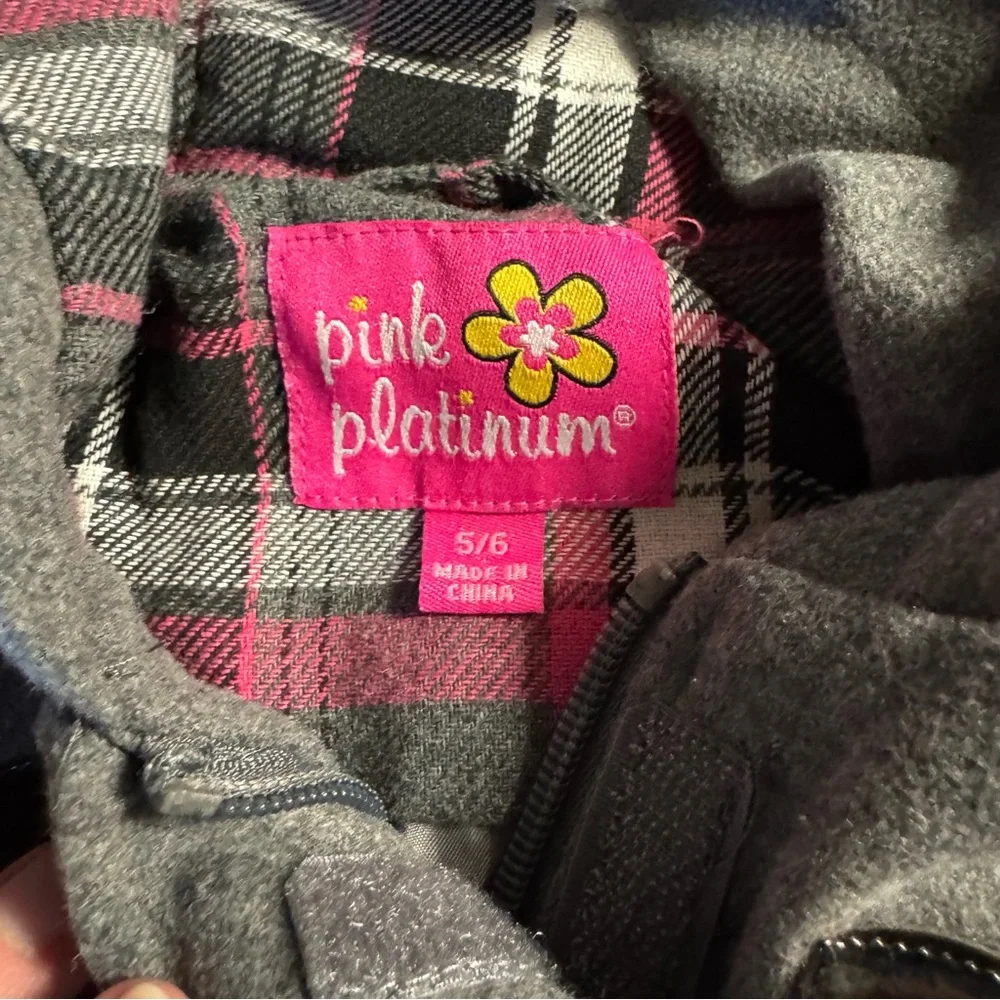 Pink Platinum girls size 5/6‎ gray hooded coat