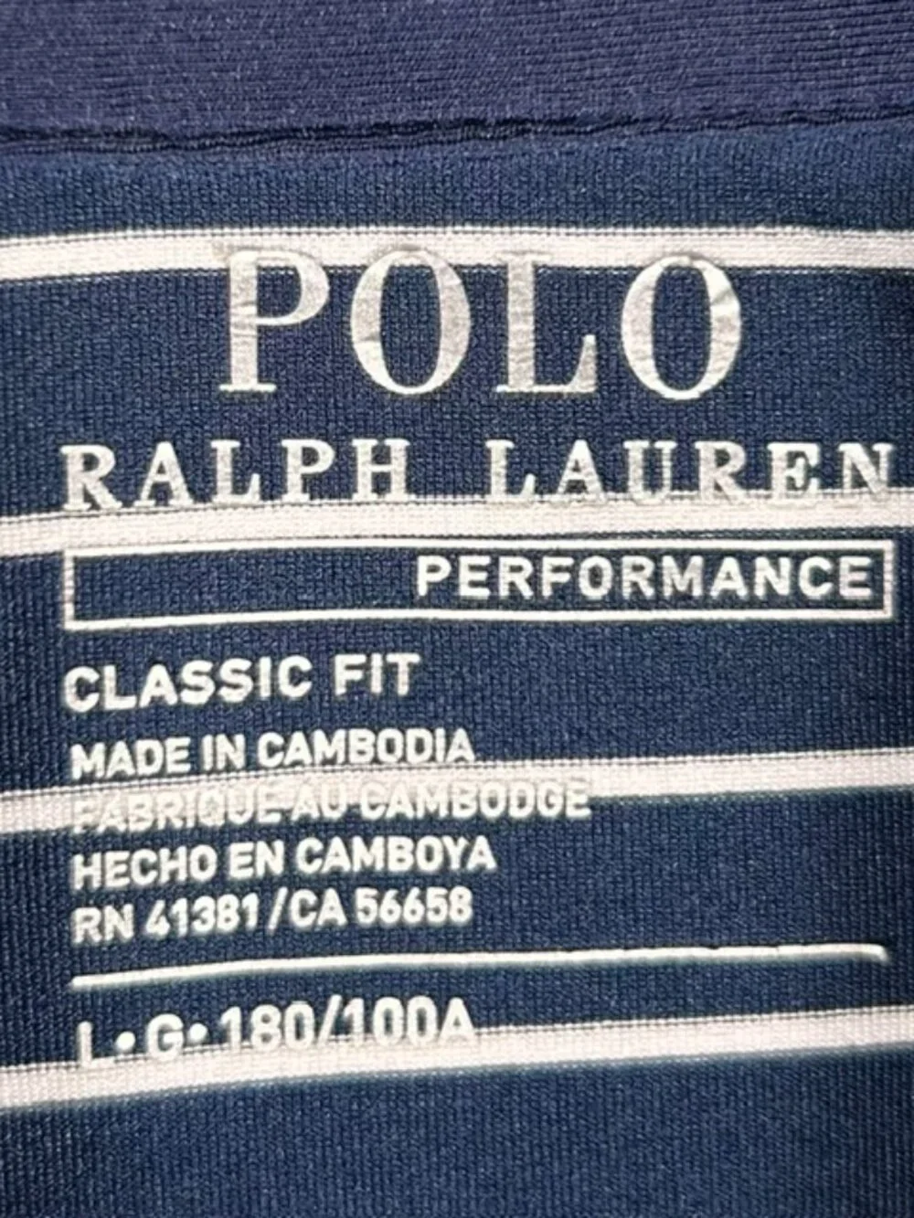 Polo Ralph Lauren Performance Polo Mens Sz Lg Navy White Stripe Classic Fit EUC