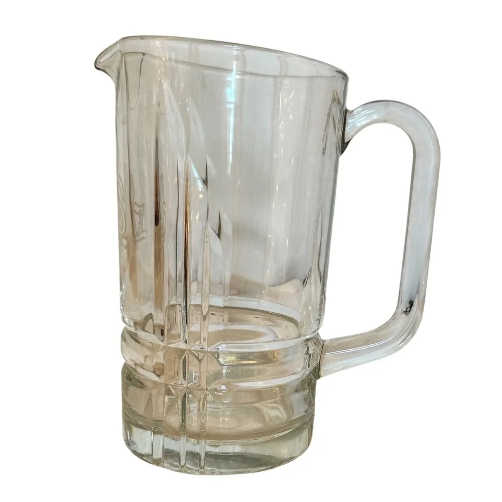 Luminarc Verrerie‎ D' Arques Glass Pitcher w Spout Etched Swan Clear Excellent