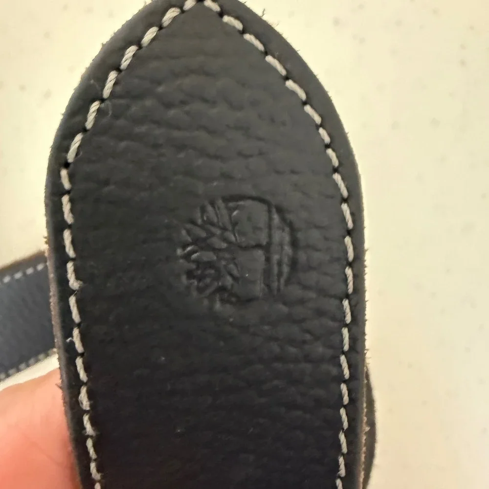 Timberland Mens Leather Belt 34 Black Contrast Stitch Pebbled Gorpcore Utility