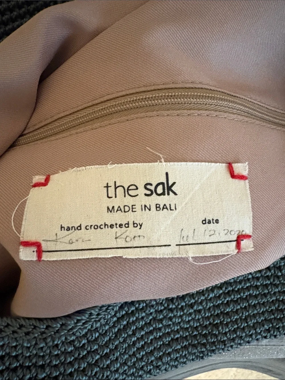 The Sak Hand Crocheted Hobo Shoulder Bag Slouchy Silhouette Olive Green