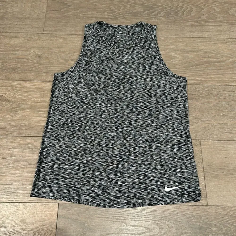 NIKE Black White Blue Blur Abstract Buttery Soft Active‎ Workout Gym Tank Top S