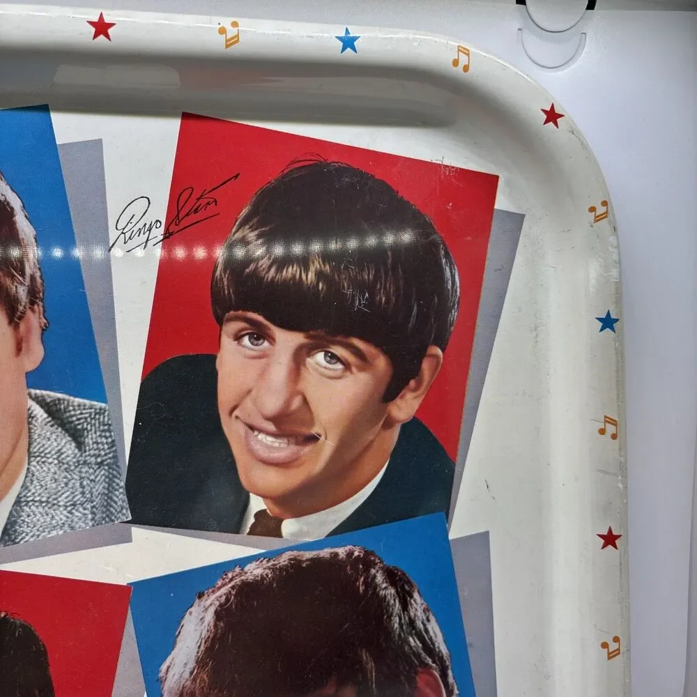Vintage Beatles Metal Portrait Tray 1964 Great Britain England Worcester Ware