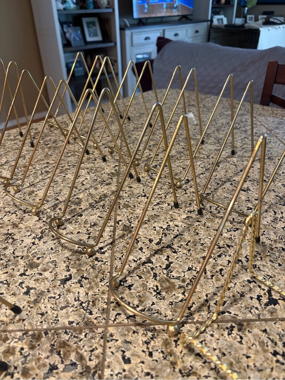 Gold Tone Vintage Footed Easels for Plates Lot of 10!