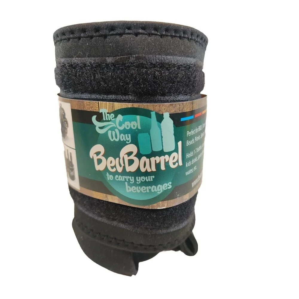 Beverage Barrel Black Neoprene Holds 1-7 Bottles Cans Soft Drinks Water Beer
