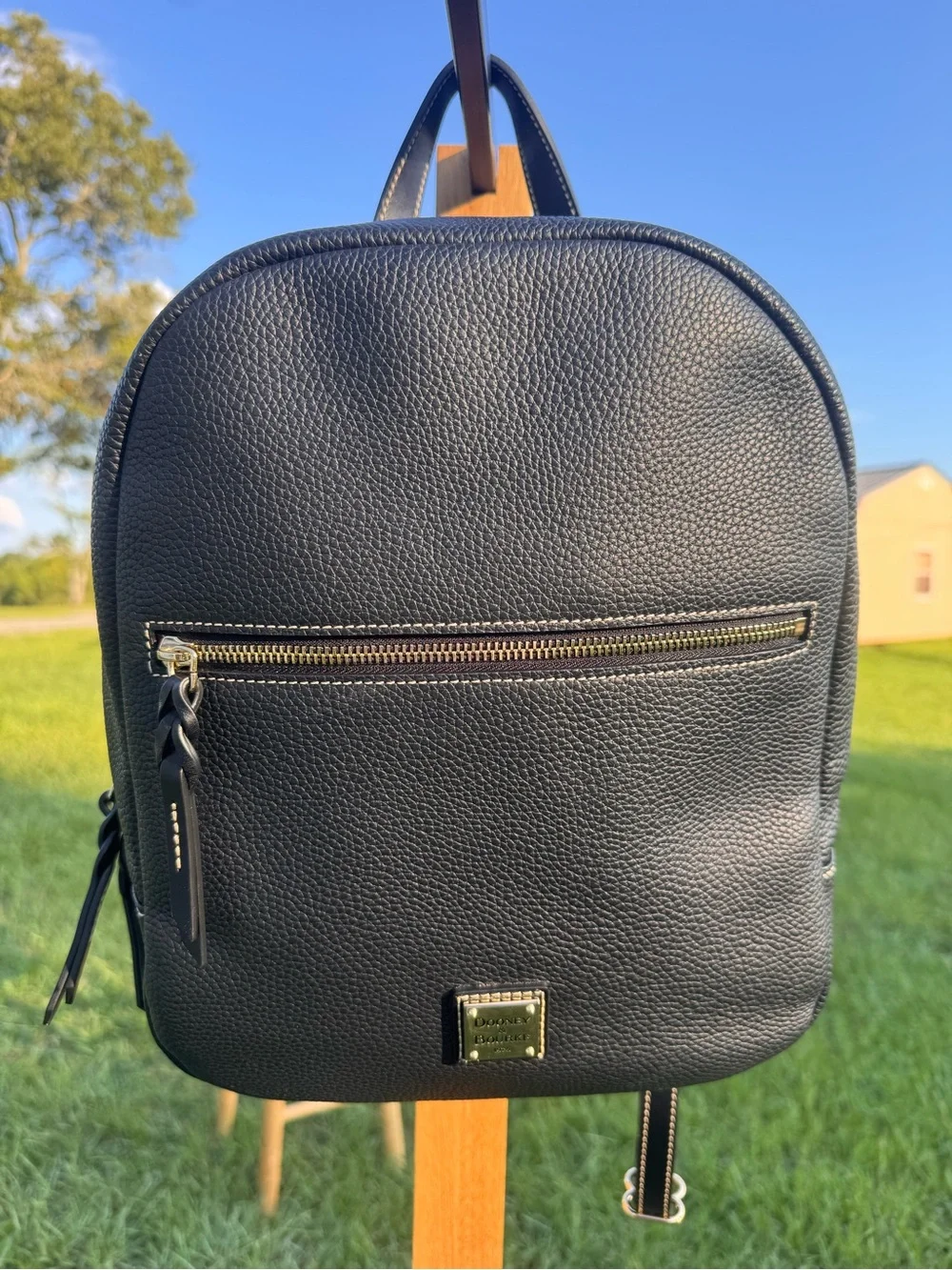 Ladies Dooney & Bourke Ronnie Black Pebble Grain Leather Backpack