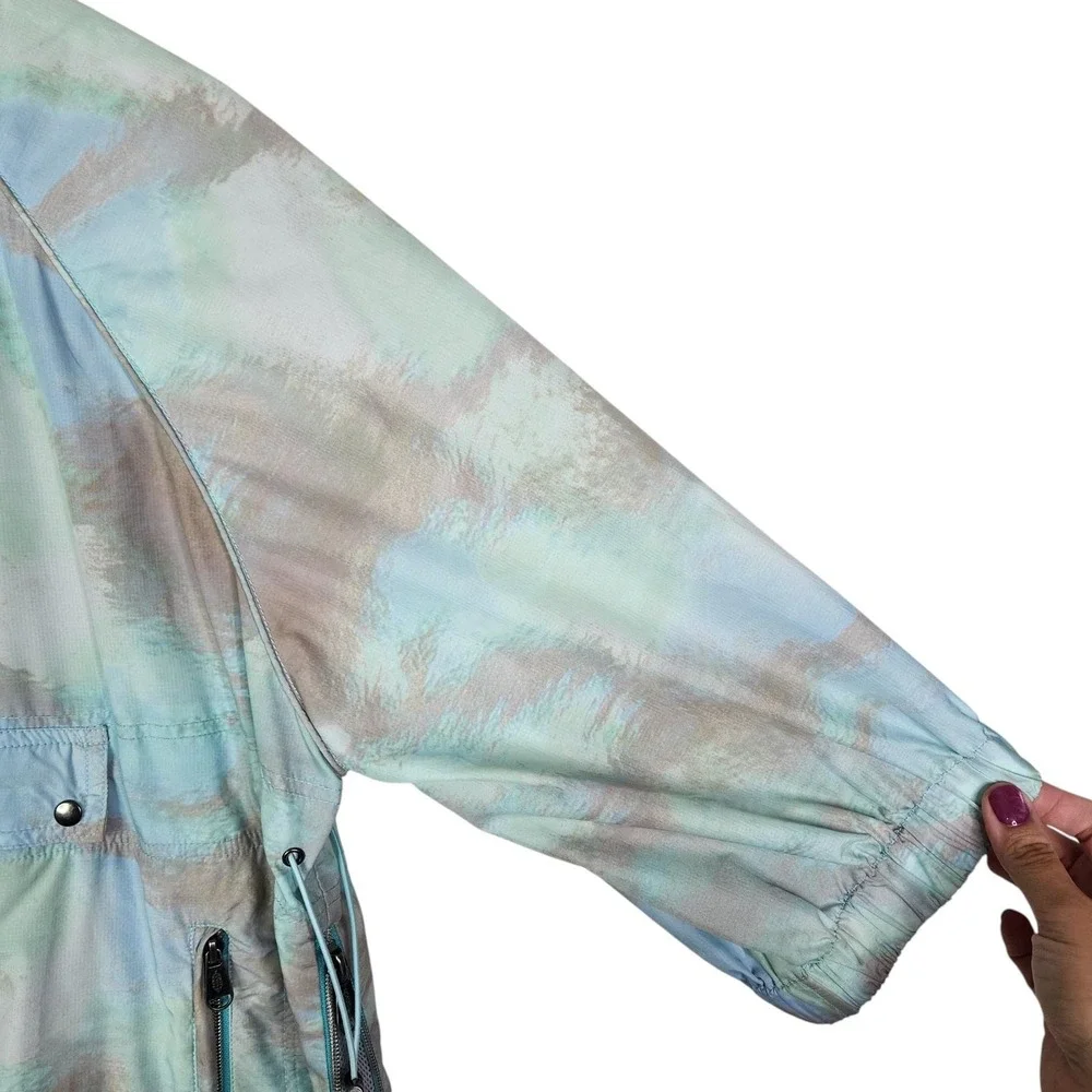 Free People To Dye For Jacket Womens XS Blue Packable Fanny Pack Hooded Pockets