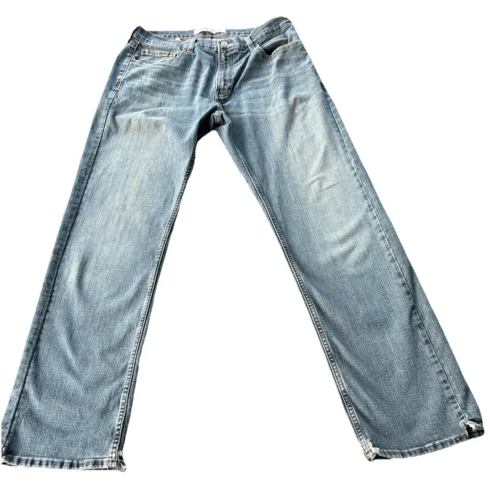 Levi Strauss Signature Jeans Mens 34x34 Relaxed Fit Straight Fit Blue Faded