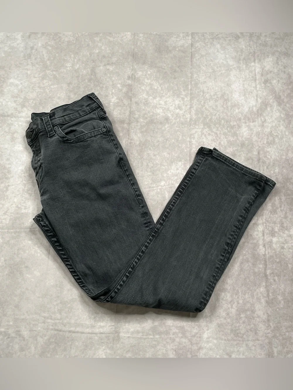 True Religion Ricky Jeans Mens Size 33 Black Back Flap Pocket Relaxed Straight