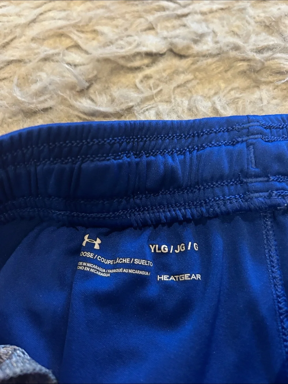 Under Armour Boys Bright Blue Performance Athletic Shorts with White Logo