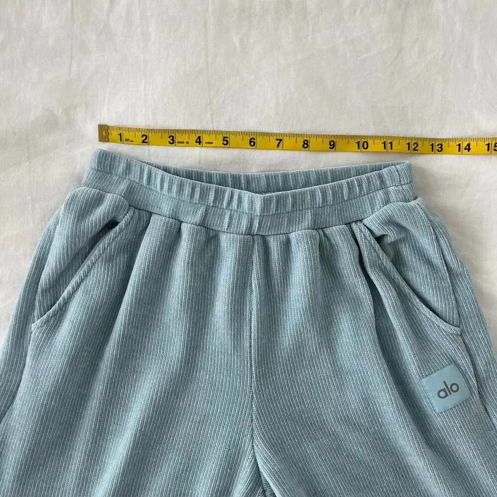 ALO Yoga Chalet Chenille High Waisted Relaxed Wide Leg Pants in Chalk Blue